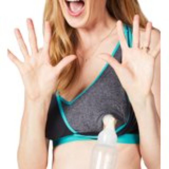 2 Medium Cake Lotus Hands Free Pumping Sports Nursing Bra pink & teal VGUC - Picture 8 of 13